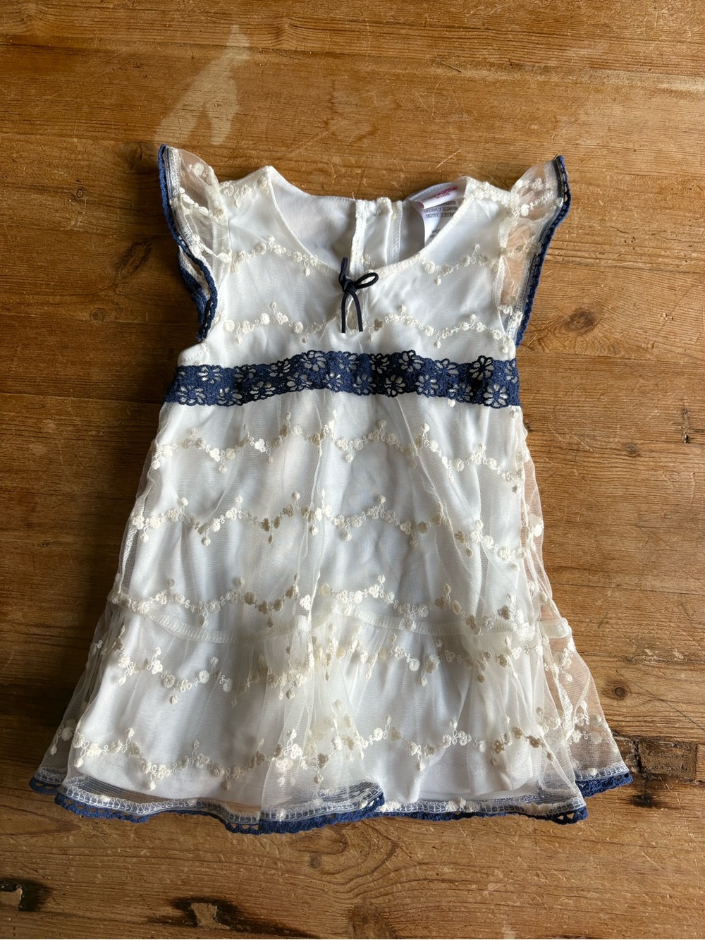 4T White and Blue Dress Lace - nannette kids